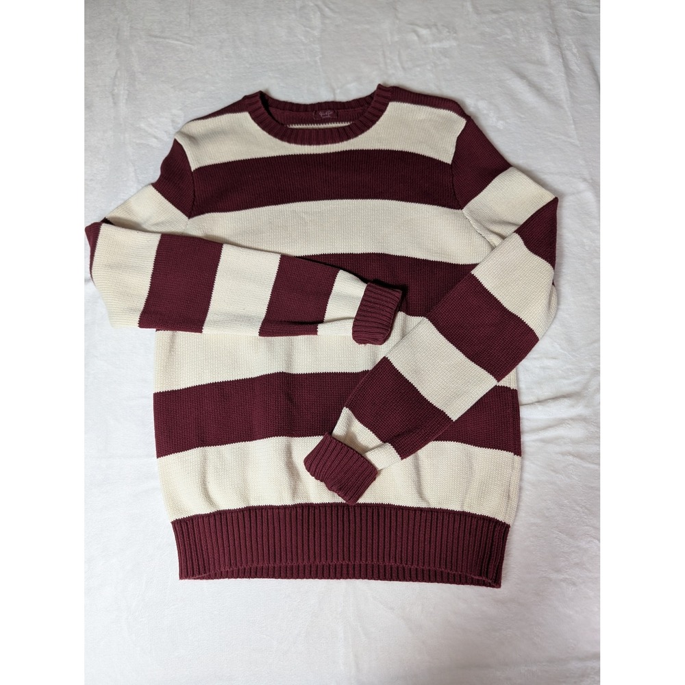 J. Galt Burgundy Cream Striped Sweater One Sz Preppy Collegiate Brandy Melville